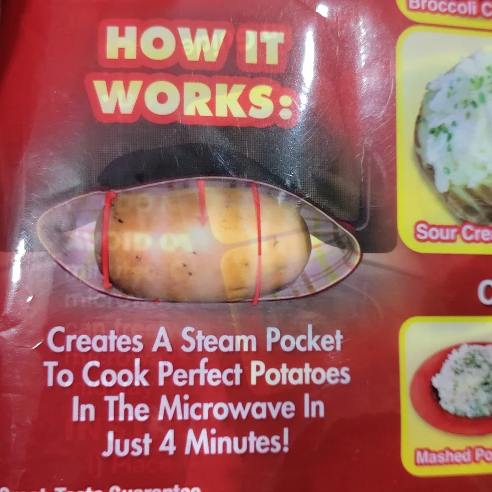 Potato Express Microwave Potato Cooker Bag Red Cooks‎ Up to 4 Potatoes in 4 Min